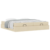 Struttura letto con materasso con materasso 2 pcs Crema Tessuto
