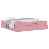 Struttura letto con materasso con materasso 2 pcs Rosa Velluto