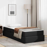 Letto con contenitore e materasso 2 pcs Nero Pelle