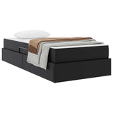 Letto con contenitore e materasso 2 pcs Nero Pelle