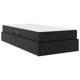 Letto con contenitore e materasso 2 pcs Nero Pelle