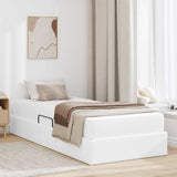 Letto con contenitore e materasso 2 pcs Bianco Pelle