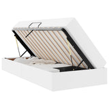 Letto con contenitore e materasso 2 pcs Bianco Pelle