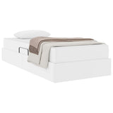 Letto con contenitore e materasso 2 pcs Bianco Pelle