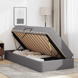 Letto con contenitore e materasso 2 pcs Grigio Pelle