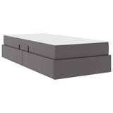 Letto con contenitore e materasso 2 pcs Grigio Pelle