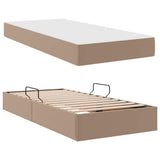 Letto con contenitore e materasso 2 pcs Cappuccino Pelle