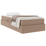 Letto con contenitore e materasso 2 pcs Cappuccino Pelle