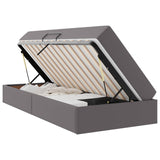 Letto con contenitore e materasso 2 pcs Grigio Pelle