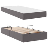Letto con contenitore e materasso 2 pcs Grigio Pelle