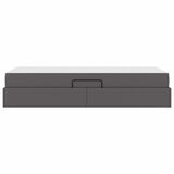 Letto con contenitore e materasso 2 pcs Grigio Pelle