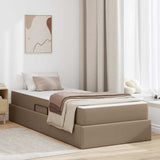 Letto con contenitore e materasso 2 pcs Cappuccino Pelle