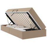 Letto con contenitore e materasso 2 pcs Cappuccino Pelle