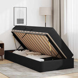 Letto con contenitore e materasso 2 pcs Nero Pelle