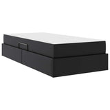 Letto con contenitore e materasso 2 pcs Nero Pelle