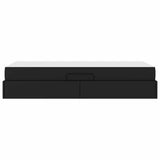 Letto con contenitore e materasso 2 pcs Nero Pelle