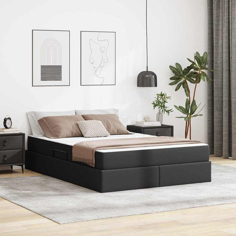 Letto con contenitore e materasso Nero 140 x 190 cm