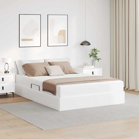 Letto con contenitore e materasso Bianco 140 x 190 cm