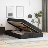 Letto con contenitore e materasso 2 pcs Nero Pelle