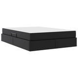 Letto con contenitore e materasso 2 pcs Nero Pelle