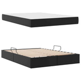 Letto con contenitore e materasso 2 pcs Nero Pelle