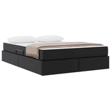 Letto con contenitore e materasso 2 pcs Nero Pelle