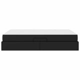 Letto con contenitore e materasso 2 pcs Nero Pelle