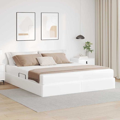 Letto con contenitore e materasso Bianco 160 x 200 cm