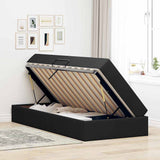 Letto con contenitore e materasso Nero 90 x 190 cm Poliestere