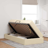 Letto con contenitore e materasso Crema 90 x 190 cm Poliestere