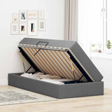 Letto con contenitore e materasso Grigio scuro 90 x 200 cm