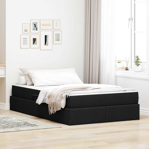 Letto con contenitore e materasso Nero 120 x 190 cm Poliestere