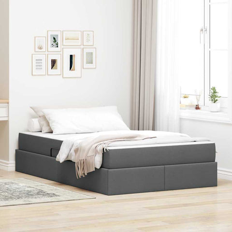 Letto con contenitore e materasso Grigio scuro 120 x 200 cm