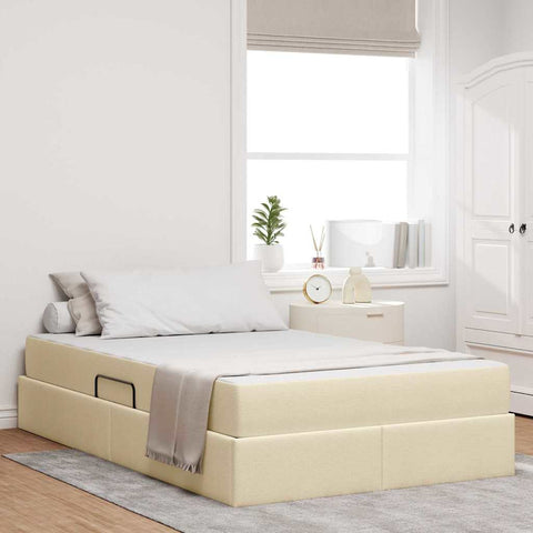 Letto con contenitore e materasso Crema 120 x 200 cm Poliestere
