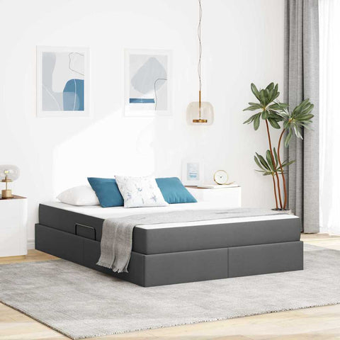 Letto con contenitore e materasso Grigio scuro 140 x 190 cm