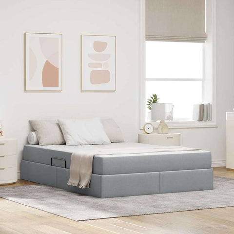 Letto con contenitore e materasso Grigio chiaro 140 x 200 cm