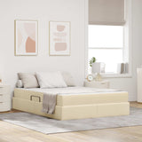 Letto con contenitore e materasso Crema 140 x 200 cm Poliestere
