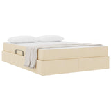 Letto con contenitore e materasso Crema 140 x 200 cm Poliestere