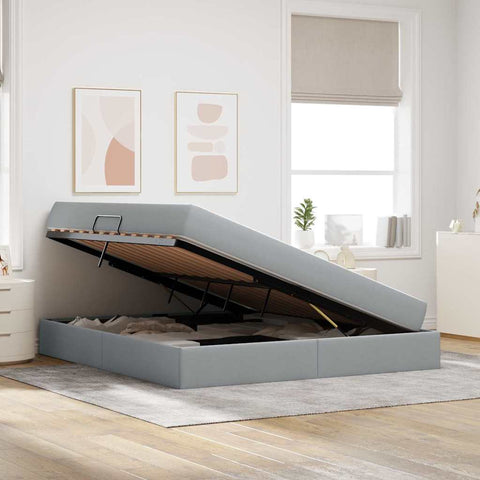 Letto con contenitore e materasso Grigio chiaro 160 x 200 cm