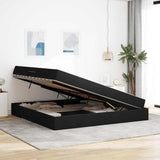 Letto con contenitore e materasso Nero 200 x 200 cm Poliestere