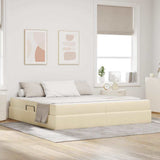 Letto con contenitore e materasso Crema 200 x 200 cm Poliestere