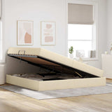 Letto con contenitore e materasso Crema 200 x 200 cm Poliestere