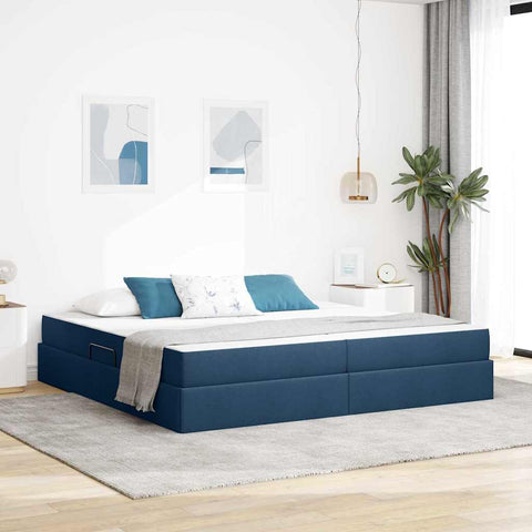 Letto con contenitore e materasso Blu 200 x 200 cm Poliestere