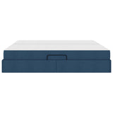 Letto con contenitore e materasso Blu 200 x 200 cm Poliestere