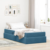 Letto con contenitore e materasso Blu Scuro 90 x 190 cm Velluto