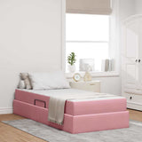 Letto con contenitore e materasso Rosa 90 x 190 cm Velluto