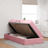 Letto con contenitore e materasso Rosa 90 x 190 cm Velluto