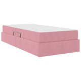 Letto con contenitore e materasso Rosa 90 x 190 cm Velluto