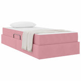 Letto con contenitore e materasso Rosa 90 x 190 cm Velluto