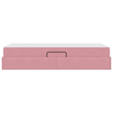 Letto con contenitore e materasso Rosa 90 x 190 cm Velluto